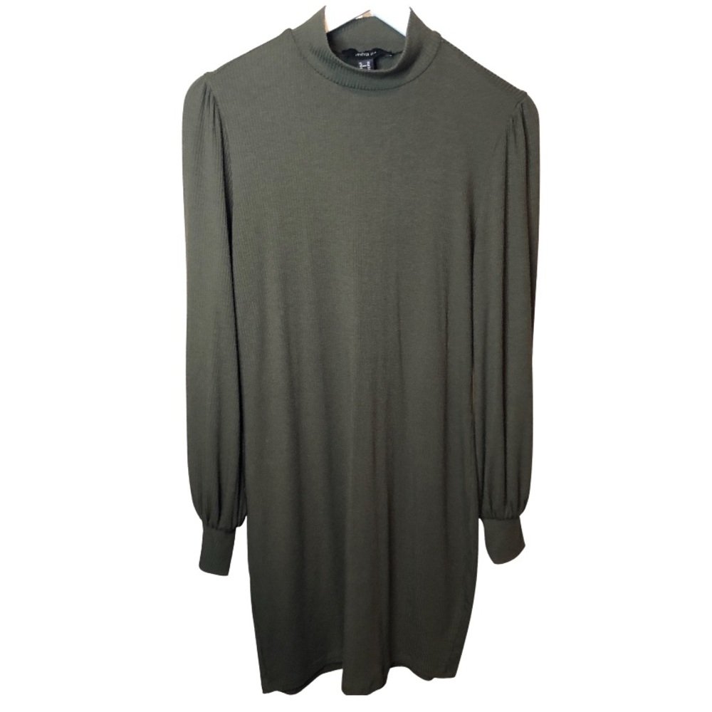 Forever21 Olive Green Mockneck Long Sleeve Dress